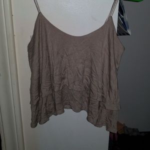 brown ruffled crop top
